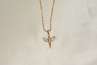 Angel Pendant Necklace - 14K Gold Plated Charm Necklace - Gift for Mom, Daughter, Wife