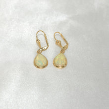 White Fire Opal Drop Earrings 14K Gold Plated Pearl Drop Hoops Gift For Her