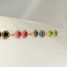 Gem Stone Hoop Huggie Red/Blue/White/Green/Black Stone Earrings for Women