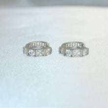 Silver Plated Huggies Hoops - Multi Color CZ Studded Earrings for Everyday Wear - Perfect gift for Wife, Daughter, Teenage Girls