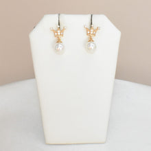 Dangly CZ Gold Plated Huggie Hoop Earrings with Pearl Drop, Bow/Ribbon Earrings