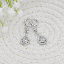 Floral Dangle Drop Earrings - 925 Sterling Silver - Bridal Statement Earrings