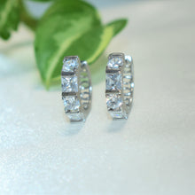 Silver Plated Huggies Hoops - Multi Color CZ Studded Earrings for Everyday Wear - Perfect gift for Wife, Daughter, Teenage Girls