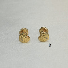 14K Solid Yellow Gold Heart Earrings, CZ Enamel Screw Back Stud Earrings, Gift for Babies