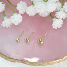 14K Solid Yellow Gold Semi Ball Earrings, Dainty Screw Back Studs For Her( 3mm-5mm )
