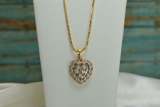 Gold Heart Pendant - Gold Plated Love Charm Necklace for Women - Gift for Wife