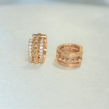 Round 14K Gold Plated Huggie Earrings, Clip on CZ Earrings , Gift for women