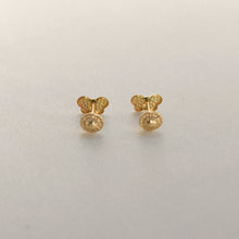 14K Solid Yellow Gold Butterfly Enamel Earrings, Mariposa Baby Screw Back Studs, Gift For Babies