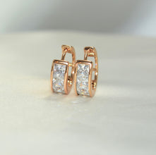 Multi Color Gold Plated Baguette, Gem Stone Huggies ,Cluster Flower Earrings