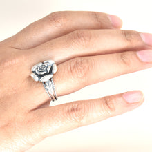 Rose Ring Sterling Silver Silver Rose Leaf Vine Ring Vintage Rose Ring Gift