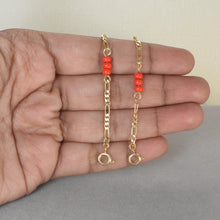 Red Bead Protection Baby, Mother Bracelet Gold Plated Figaro Style Bracelet Gift- 6