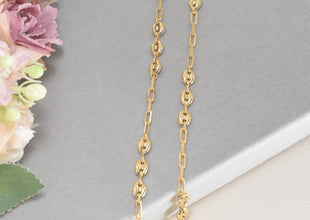 Puffed Mariner Anklet, Gold Plated Tobillera Paper Clip Chain and Anklet - Gift for her