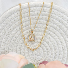 A-Z Initial Pendant Gold Plated Inital with Curb Chains Pendant Necklaces, PaperClip Layering Necklaces