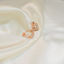 Double Pave Hoop Earrings - Gold Plated Minimalist Everyday Stacking Hoops