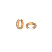Round CZ Huggie Earring Gold Plated Hoop Earrings Gift For Her