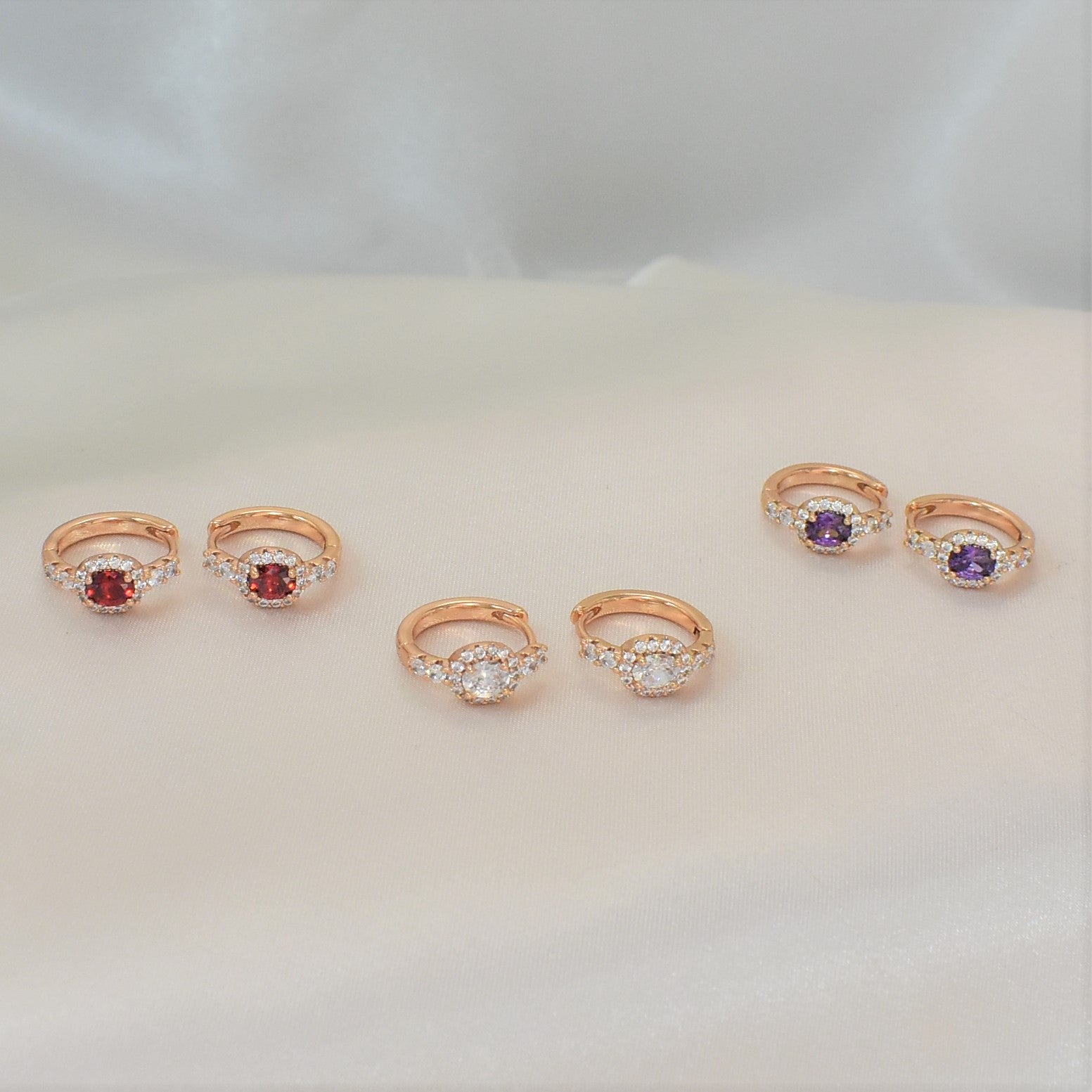 Birthstone Huggies Hoops - Minimalist Gold Plated Gemstone Earring For her - Perfect Gift for wife