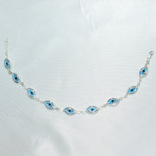 Evil Eye Sterling Silver Bracelet, Blue Protection Charm Jewelry, Gift for her