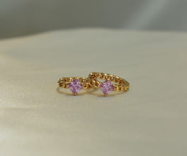 Single Stone CZ Huggie Earrings, Gold Plated Hoop, Prong Earring, For her, Women