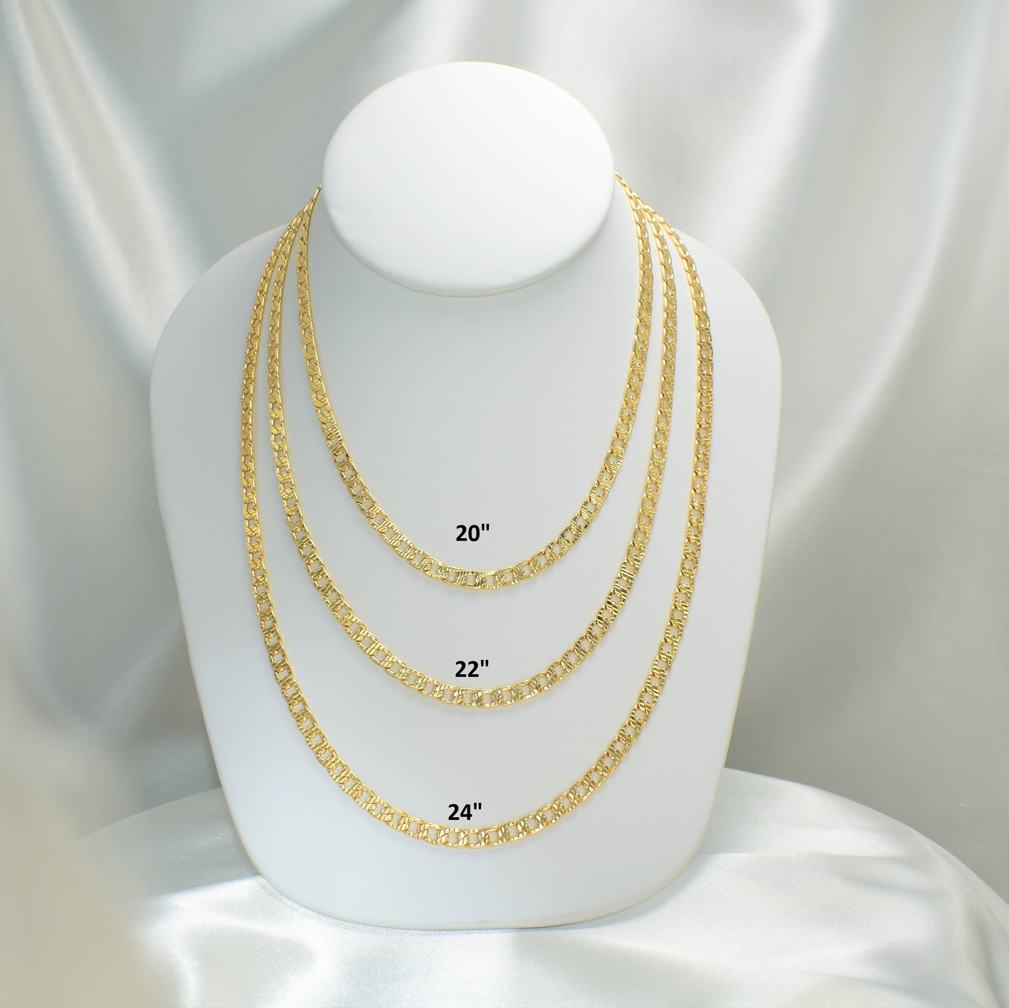 Cuban Link Chain Necklace Gold Plated Cuban Chain Gift 4.5 mm in 20", 22", 24"