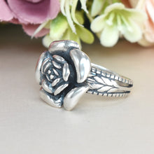 Rose Ring Sterling Silver Silver Rose Leaf Vine Ring Vintage Rose Ring Gift