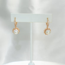 Pearl Drop Huggie Earrings Gold Plated CZ Drop Hoops Bridal Hoops Gift For her