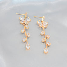 Bridal Earrings 14K Gold Plated Studs Bridal Jewelry Floral Drop Earrings