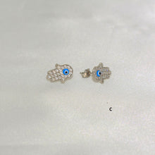 Evil Eye Stud Earrings 925 Sterling Silver Ojo Protection Studs Gift For Her