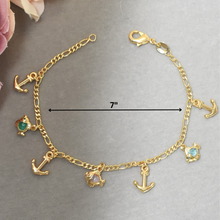 Fish and Anchor Bracelet, Dainty Gold Plated Bracelet, Charm Bracelet for Girls