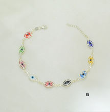 Multicolor EvilEye Bracelet 925 Sterling Silver Protection Pulsera7.5