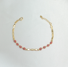 Multi Color Evil Eye Gold Plated Protection Bracelet, 7.5 inch - For Her