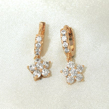 Flower Dangle Drop Huggies - Gold Plated Dainty Minimalist Earrings - Perfect Gift for Girlfriend