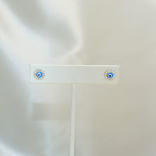Evil Eye Studs Sterling Silver Earrings Protection Charm Studs, Gift for her