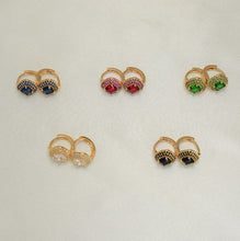 Multi Color Gold Plated Baguette, Gem Stone Huggies ,Cluster Flower Earrings