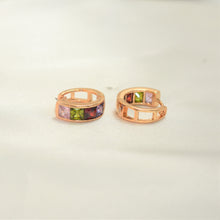 Multi Color Gemstone Huggies - Gold Plated Everyday Earrings For Her