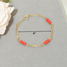 Red Bead Protection Baby, Mother Bracelet Gold Plated Figaro Style Bracelet Gift- 6