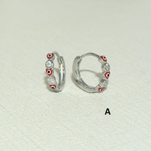 Evil Eye Huggies, CZ Star Diamond Huggies, 925 Silver Earrings , Gift For Her