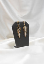 Bridal Dangly Leaf Earrings, 18KCZ Gold Plated Dangle Drop Earrings For women