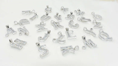Letter Pendant 925 Sterling Silver Dijes de Plata Initials A-Z Baguette Charms Necklace