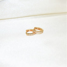 Gold Dainty Huggies Hoops - Single Paved Minimalist Small Gold Plated and Black Earrings for her