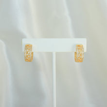 Mesh Style Huggie Hoop Earrings, Gold Plated Huggies, 14K Elegant Hoops, Gift For Her