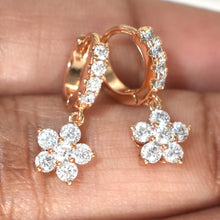 Flower Dangle Drop Huggies - Gold Plated Dainty Minimalist Earrings - Perfect Gift for Girlfriend