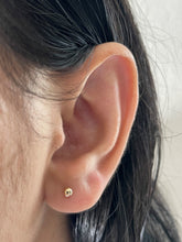 14K Solid Yellow Gold Semi Ball Earrings, Dainty Screw Back Studs For Her( 3mm-5mm )