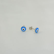 Red Blue Evil Eye studs Sterling Silver Round Protection Earrings Gift For her