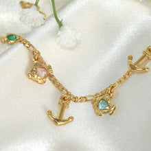 Fish and Anchor Bracelet, Dainty Gold Plated Bracelet, Charm Bracelet for Girls