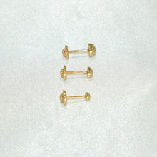 14K Solid Yellow Gold Semi Ball Earrings, Dainty Screw Back Studs For Her( 3mm-5mm )