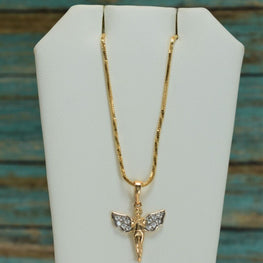 Angel Pendant Necklace - 14K Gold Plated Charm Necklace - Gift for Mom, Daughter, Wife