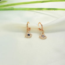 Blue Evil Eye Earring - Gold Plated Dangle Drop Hoop Huggies Protection Earrings