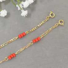 Red Bead Protection Baby, Mother Bracelet Gold Plated Figaro Style Bracelet Gift- 6