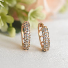 Micro Pave Huggies 14K Gold Plated Heart Earrings Round CZ Hoops Gift For her