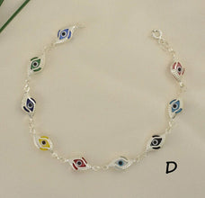 Multicolor EvilEye Bracelet 925 Sterling Silver Protection Pulsera7.5